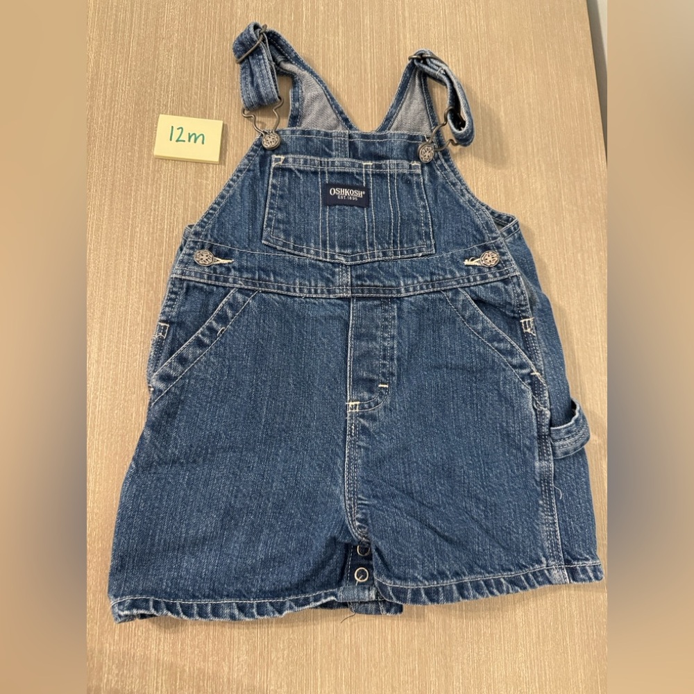 Vintage Oshkosh Shortalls Blue Jean Denim Size 12mo